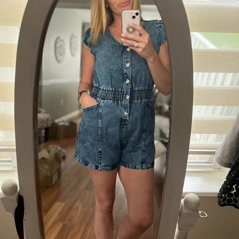 Denim Short Sleeve Romper